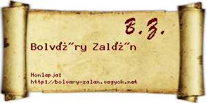 Bolváry Zalán névjegykártya